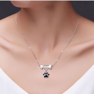 925 Sterling Silver Paw Print Necklace